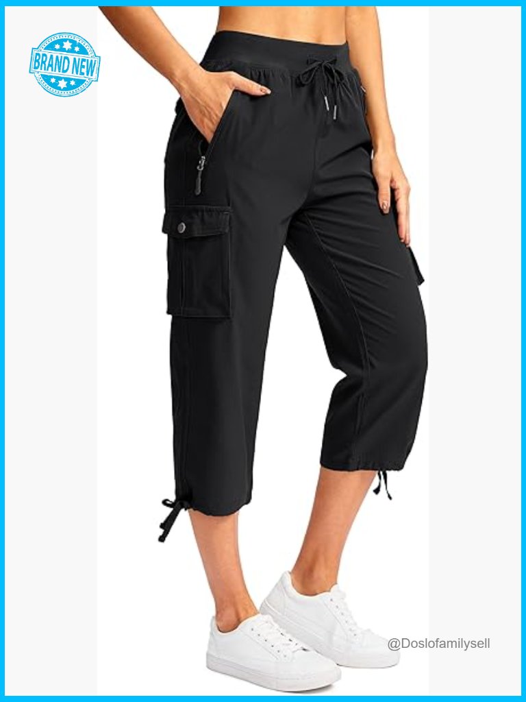 Cargo Capris Pants With 6 Pockets Lightweight Quick Dry Hiking Travel Pants